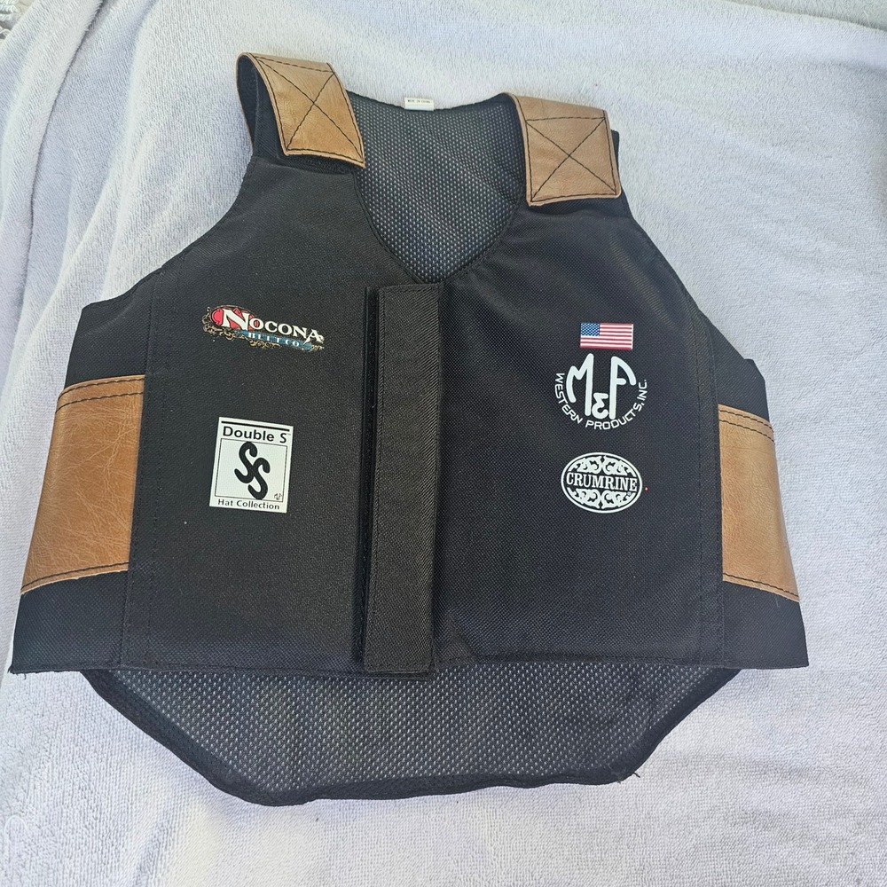 M&F Western Products Boys Bull Rider Toy Vest Black Tan Nocona Crumrine Large